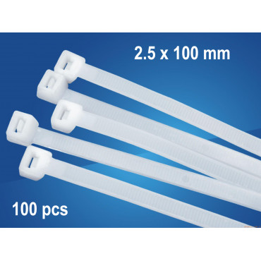 Logilink Cable tie set 100 pcs in polybag, length: 100 x 2.5mm White