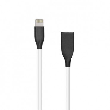 Silikoninis kabelis USB- Lightning, 1m (baltas)