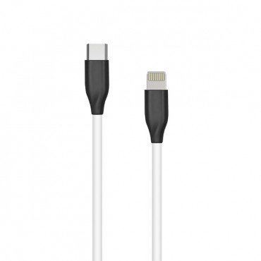 Silikoninis kabelis USB Type-C - Lightning (baltas, 1m)