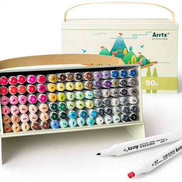 Dvipusiai markeriai-flomasteriai ARRTX Alp, 90 spalvų