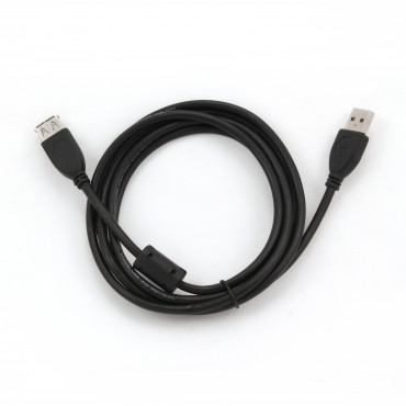 Cablexpert USB 2.0 A M/FM 1.8 m, Black, USB extension cable