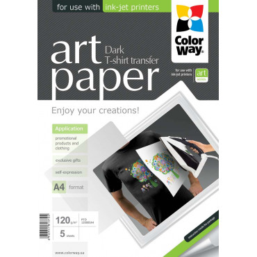 ColorWay ART T-shirt transfer (dark) Photo Paper, 5 sheets, A4, 120 g/m