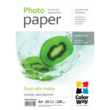 ColorWay Matte Dual-Side Photo Paper, 20 sheets, A4, 220 g/m