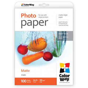 ColorWay Matte Photo Paper, 100 sheets, 10x15, 190 g/m