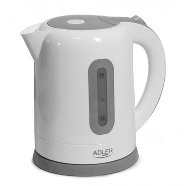Adler Kettles AD 1234 Standard kettle, Plastic, White, 2200 W, 1.7 L, 360 rotational base