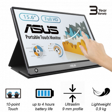 Asus MB16AMT 15.6 ", Touchscreen, IPS, FHD, 16:9, 5 ms, 250 cd/m , Dark gray, HDMI ports quantity 1