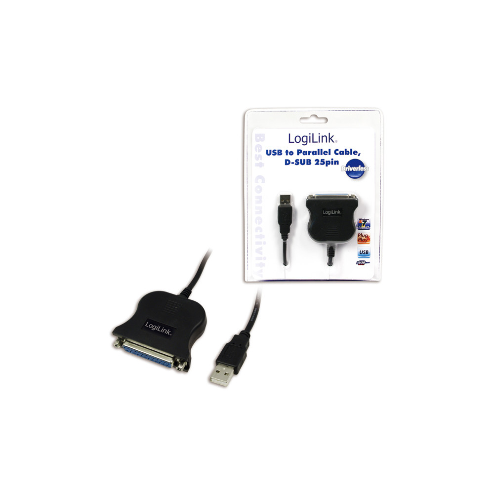 Logilink USB 2.0 adapter to Paralel (LPT) DB25 , 1,8m DB25, USB A male