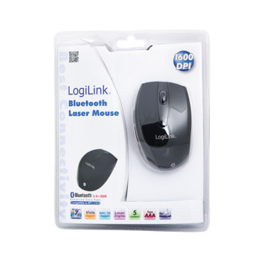 Logilink Maus Laser Bluetooth mit 5 Tasten wireless, Black, Bluetooth Laser Mouse