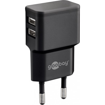 Goobay Dual USB charger 44951 2.4 A, 2 USB 2.0 female (Type A), Black, 12 W
