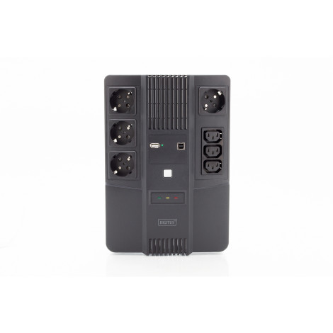 Digitus All-in-One UPS, 800VA/480W, LED 12V/9Ah x1, 4x CEE 7/7,3x IEC C13, USB, RJ45