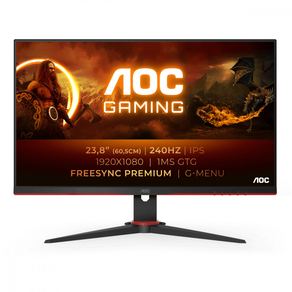 AOC Monitor 24G2ZE/BK 23.8 ", IPS, FHD, 1920 x 1080, 16:9, 1 ms, 350 cd/m , Black, Headphone out (3.5mm), 240 Hz, HDMI ports qua