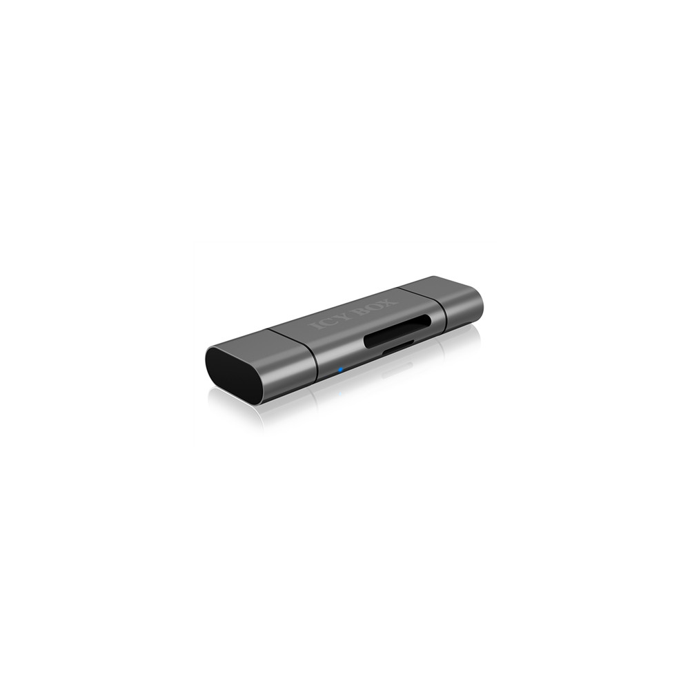 Icy box IB-CR200-C SD/MicroSD (TF) USB 2.0 card reader with Type-C and -A to micro USB (OTG) interface, anthracite Raidsonic Ext