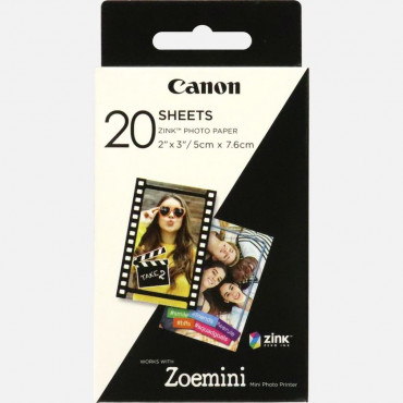Canon 20 sheets ZP-2030 Photo Paper, White, 5 x 7.6 cm