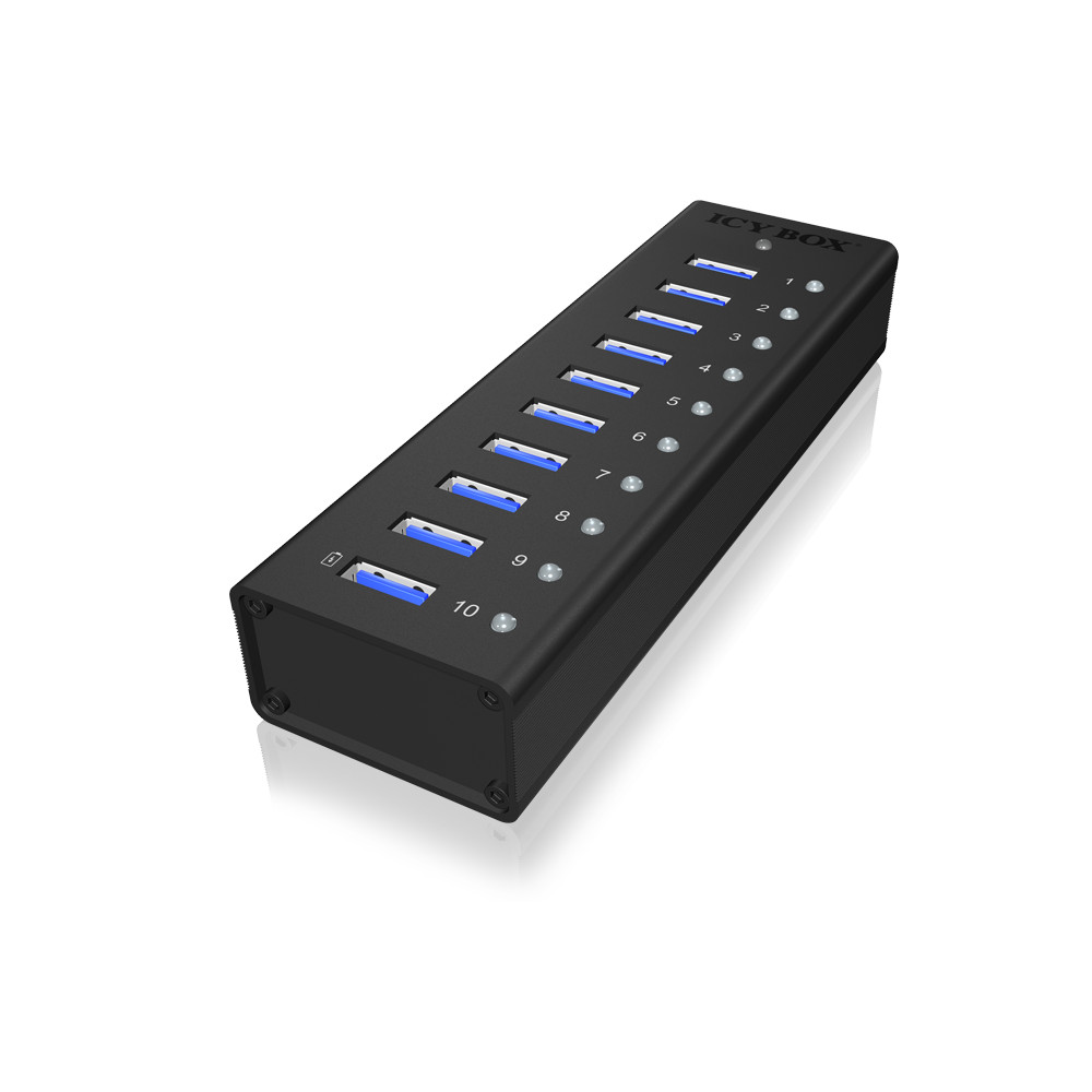 Raidsonic 10 port USB 3.0 Hub Icy Box IB-AC6110 Black