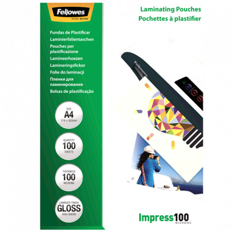 Fellowes Laminating Pouch 100 , 216x303 mm - A4, 100 pcs