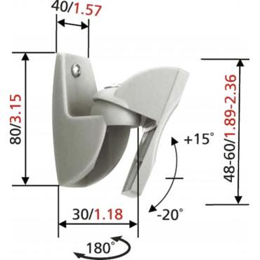 Vogels Loudspeaker Wall mount, VLB500, Turn, Tilt, Maximum weight (capacity) 5 kg, Silver