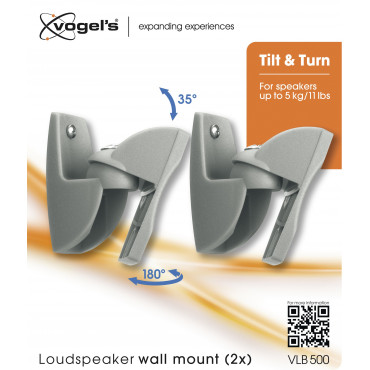 Vogels Loudspeaker Wall mount, VLB500, Turn, Tilt, Maximum weight (capacity) 5 kg, Silver