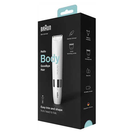 Braun Body Mini Trimmer BS1000 Number of power levels 1, Wet & Dry, White