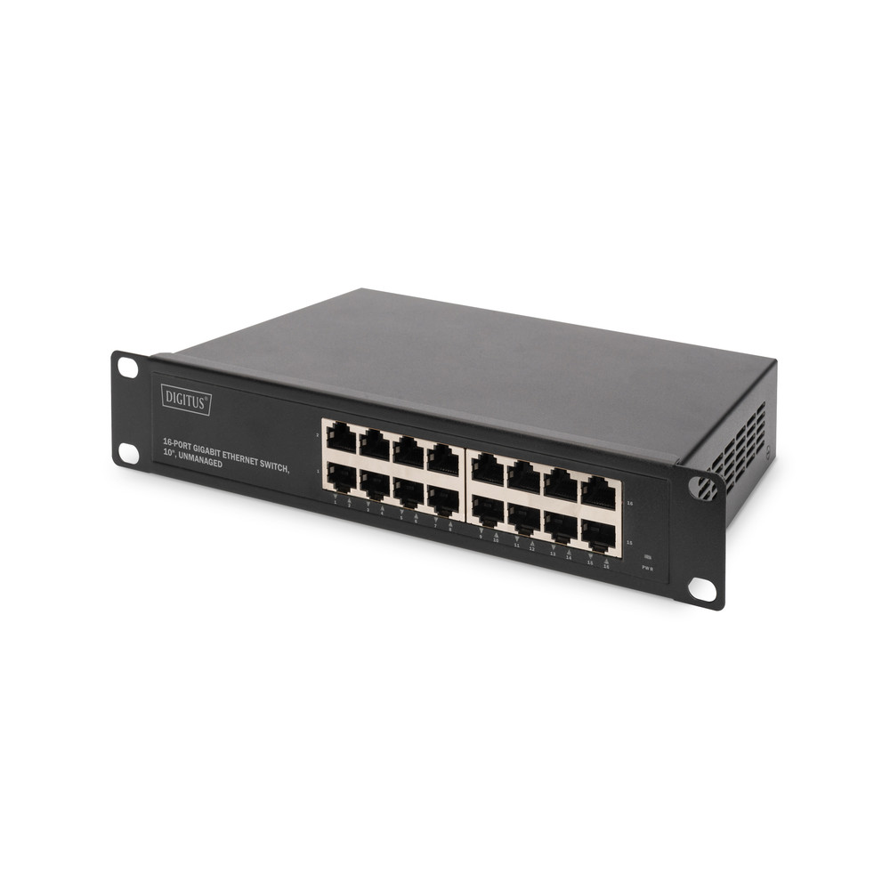 Digitus 16-port Gigabit Ethernet Switch DN-80115 10/100/1000 Mbps (RJ-45), Unmanaged, Rack mountable, Power supply type Internal