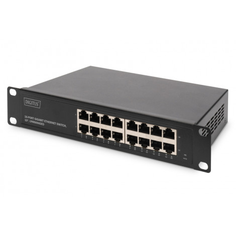 Digitus 16-port Gigabit Ethernet Switch DN-80115 10/100/1000 Mbps (RJ-45), Unmanaged, Rack mountable, Power supply type Internal