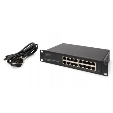 Digitus 16-port Gigabit Ethernet Switch DN-80115 10/100/1000 Mbps (RJ-45), Unmanaged, Rack mountable, Power supply type Internal