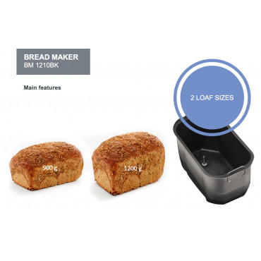 Gorenje Bread maker BM1210BK Power 800 W, Number of programs 12, Display LCD, Black