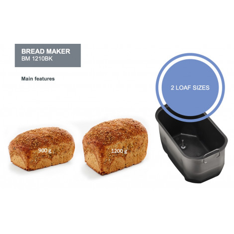 Gorenje Bread maker BM1210BK Power 800 W, Number of programs 12, Display LCD, Black