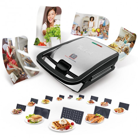 TEFAL Sandwich Maker SW854D 700 W, Number of plates 4, Number of pastry 2, Black/Stainless steel