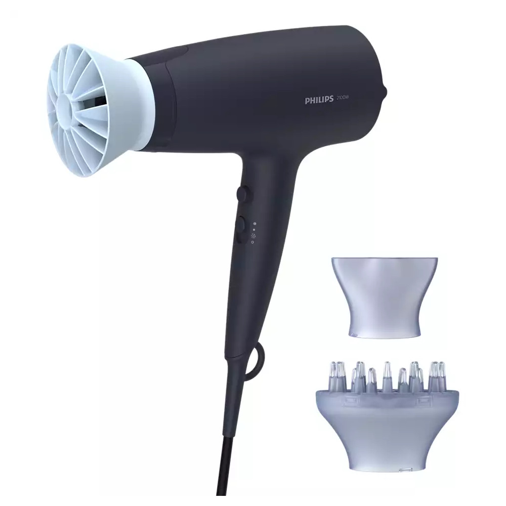 Philips Hair Dryer BHD360/20 2100 W, Number of temperature settings 6, Ionic function, Diffuser nozzle, Black/Blue