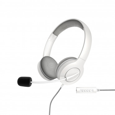 Energy Sistem Headset Office 3 White (USB and 3.5 mm plug, volume and mute control, retractable boom mic)