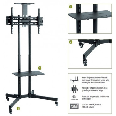 Sunne Floor stand, S112 multifunctional Mobile TV cart, 37-70 ", Tilt, Black