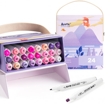 Dvipusiai markeriai-flomasteriai ARRTX Alp, 24 spalvų, violetinio tono