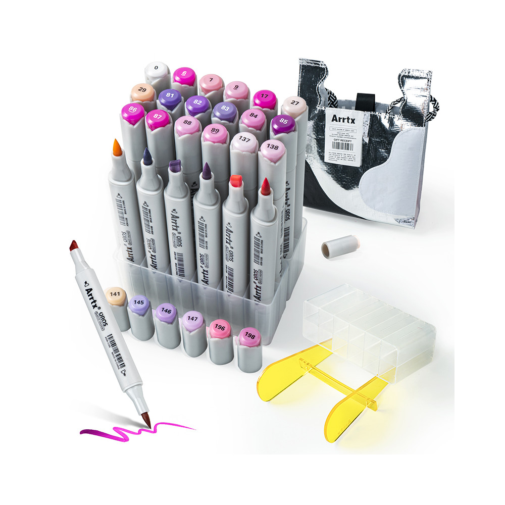 Dvipusiai markeriai-flomasteriai ARRTX Oros, 24 spalvų, violetinio atspalvio