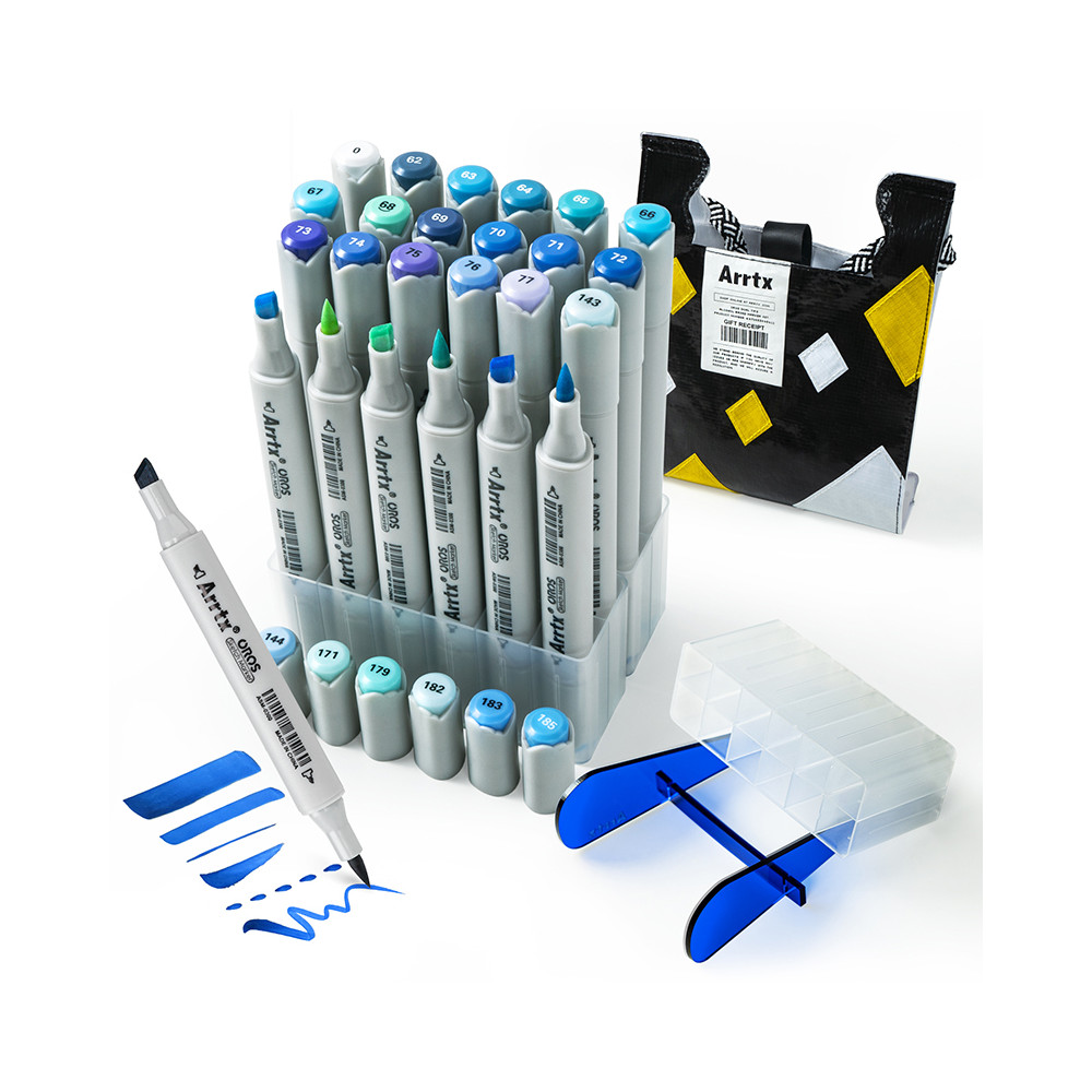 Dvipusiai markeriai-flomasteriai ARRTX Oros, 24 spalvų, mėlyno atspalvio