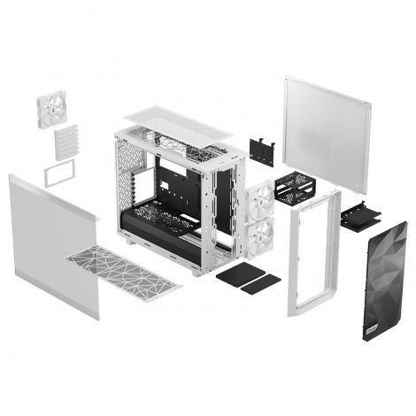 Fractal Design Meshify 2 Lite TG Clear White, E-ATX, Power supply included No