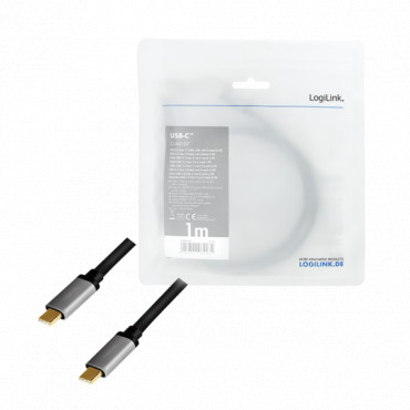 Logilink USB 3.2 Gen 2 cable, C/M to C/M, 4K/60Hz, PD,alu CUA0107 1 m, USB-C male, USB-C male