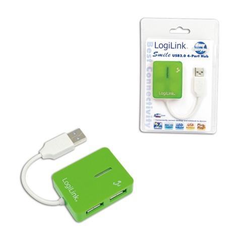 Logilink USB 2.0 Hub 4-Port, Smile, Green