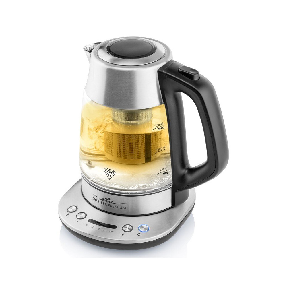 ETA Kettle Crystela Premium ETA915390000 Electric, 2200 W, 1.5 L, Glass, 360 rotational base, Stainless steel/Glass