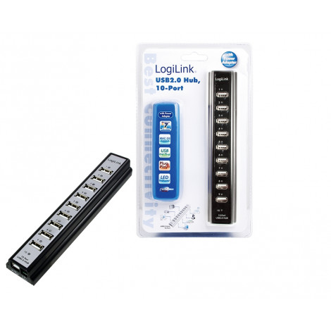 Logilink USB 2.0 Hub-10 port whit power adapter