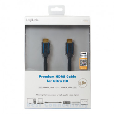 Logilink Premium HDMI Cable for Ultra HD CHB005 HDMI male (type A), HDMI male (type A), 3 m, Black