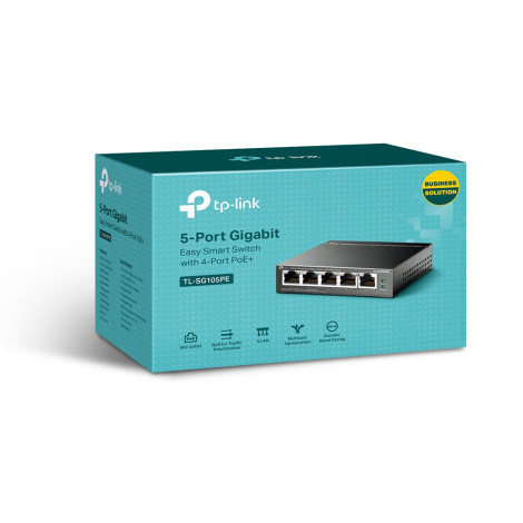 TP-LINK Switch TL-SG105PE Unmanaged, Steel case, 10/100/1000 Mbit/s, Ethernet LAN (RJ-45) ports 5, Power supply type External