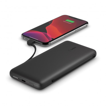 Belkin BOOST CHARGE Plus Power Bank 10000 mAh, Integrated LTG and USB-C cables, Black, 18 W