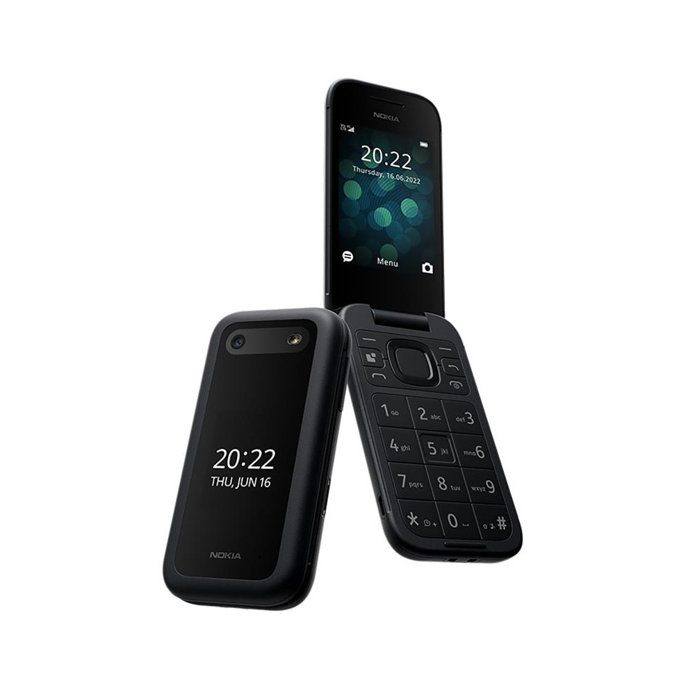 Nokia 2660 Flip Black, 2.8 ", TFT LCD, 240 x 320, Unisoc, T107, Internal RAM 0.048 GB, 0.128 GB, microSDHC, Dual SIM, Main camer