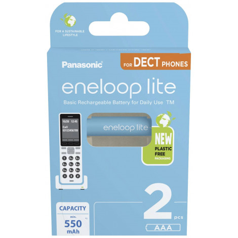 Panasonic rechargeable batteries ENELOOP Lite BK-4LCCE/2DE, 550 mAh, 3000 (2 x AAA)