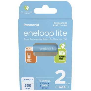 Panasonic rechargeable batteries ENELOOP Lite BK-4LCCE/2BE, 550 mAh, 3000 (2xAAA)