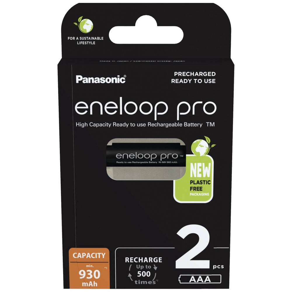 Panasonic rechargeable batteries ENELOOP Pro BK-4HCDE/2BE, 930 mAh, 500 (2xAAA)