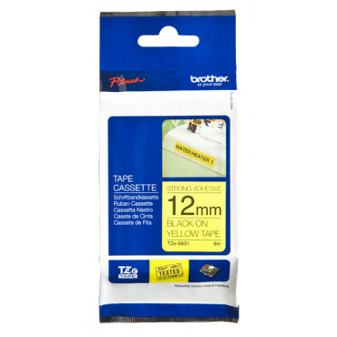 Brother TZe-S631 Strong Adhesive Laminated Tape Black on Yellow, TZe, 8 m, 1.2 cm