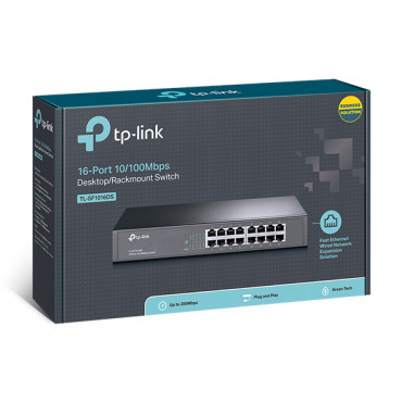 TP-LINK Switch TL-SF1016DS Unmanaged, Desktop/Rackmount, 10/100 Mbps (RJ-45) ports quantity 16