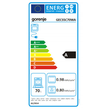 Gorenje Cooker GECS5C70WA Hob type Vitroceramic, Oven type Electric, White, Width 50 cm, Grilling, LED, 70 L, Depth 59.4 cm