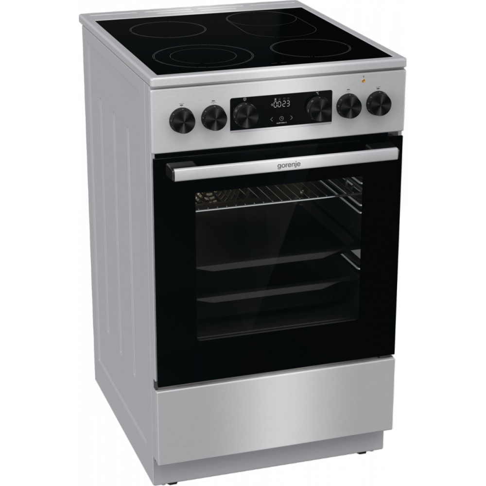 Gorenje Cooker GECS5C70XA Hob type Vitroceramic, Oven type Electric, Brushed Stainless Steel, Width 50 cm, Grilling, LED, 70 L,